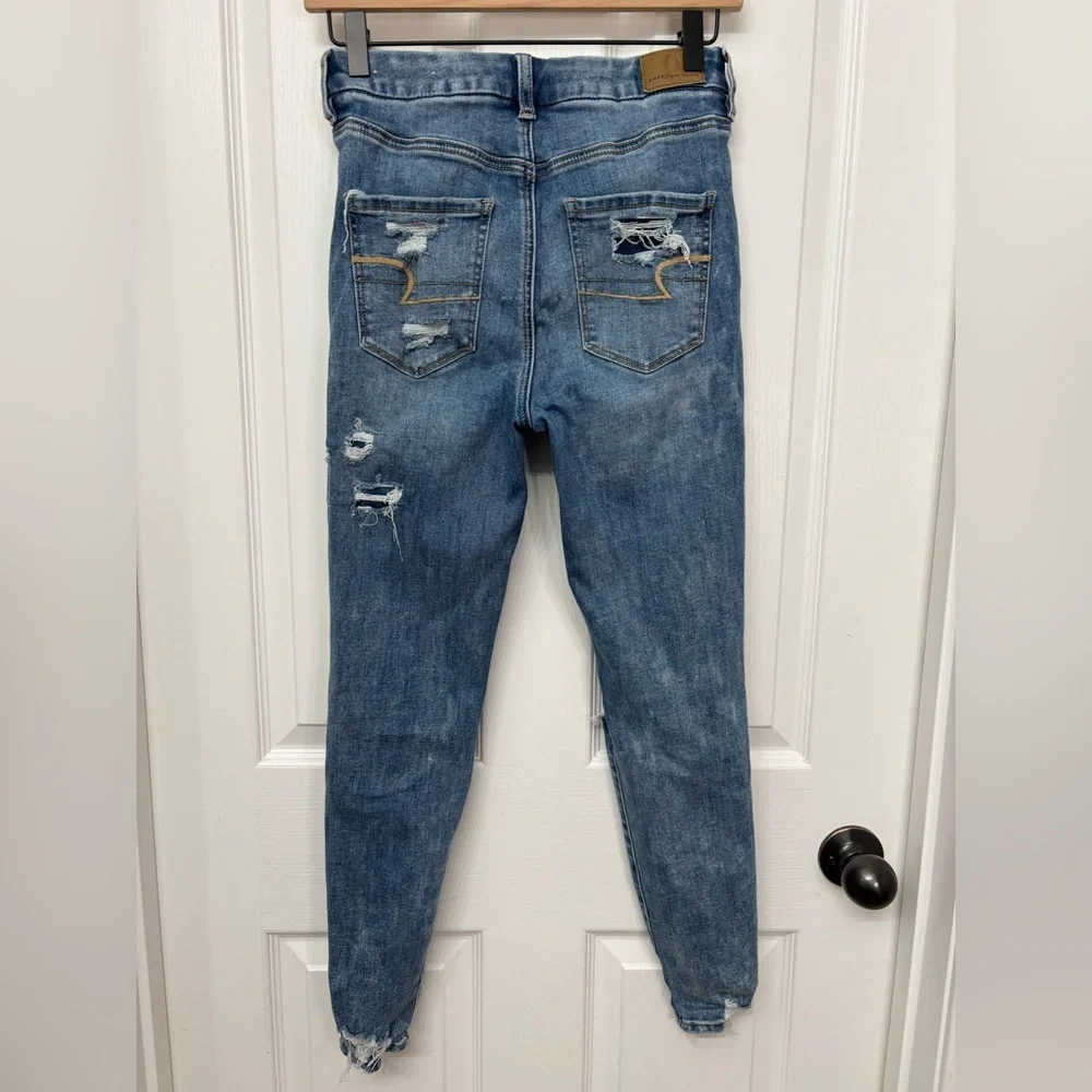 Medium Wash Distressed Hi-Rise Jeggings | American Eagle 2 Short